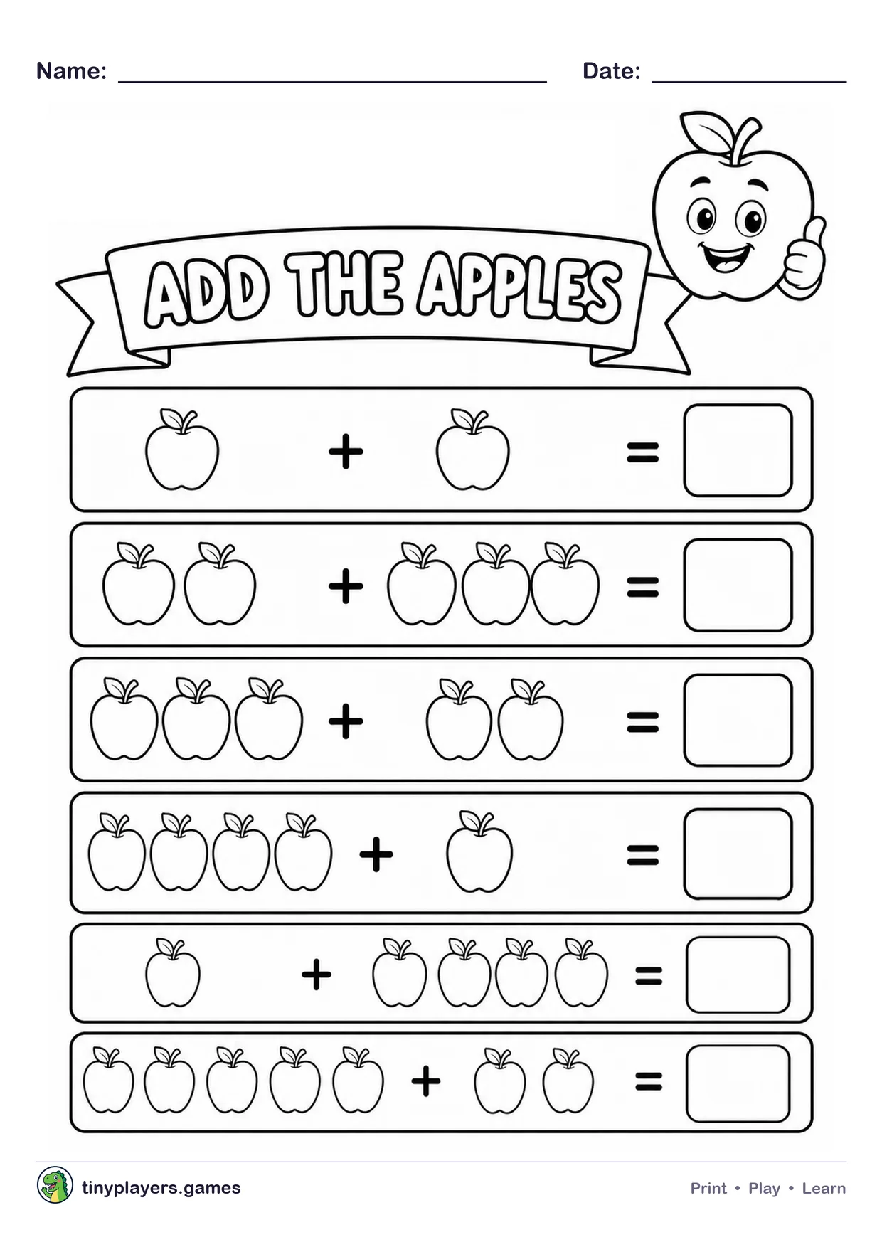 Add the Apples printable sheet