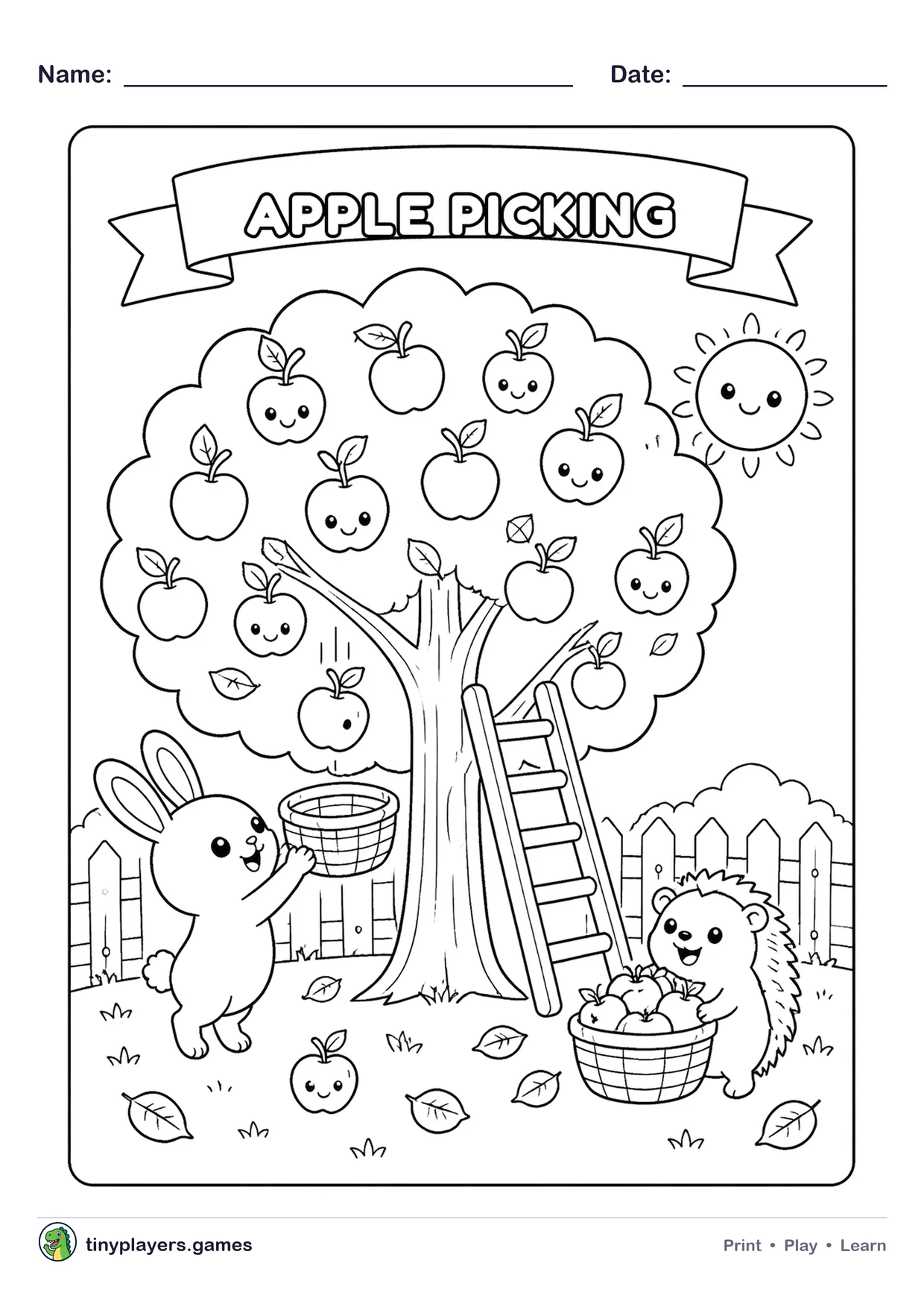 Apple Picking printable sheet