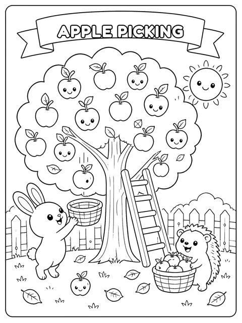Apple Picking coloring page
