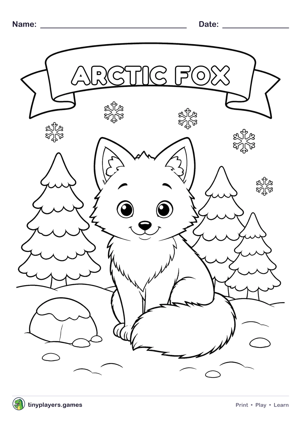 Arctic Fox printable sheet