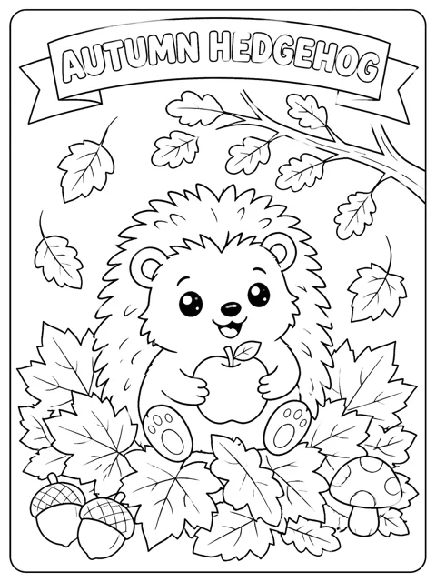 Autumn Hedgehog coloring page