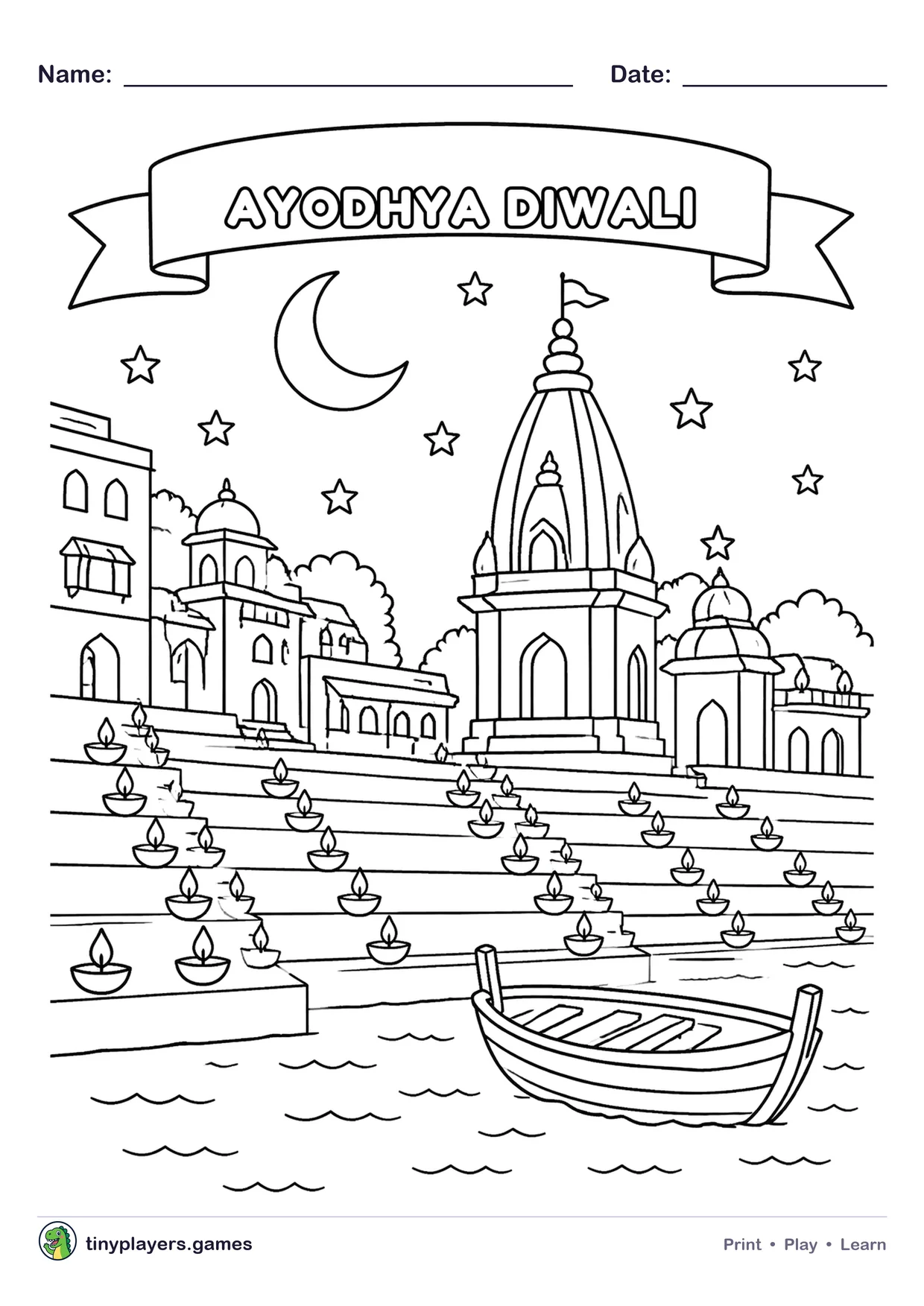 Ayodhya Diwali printable sheet