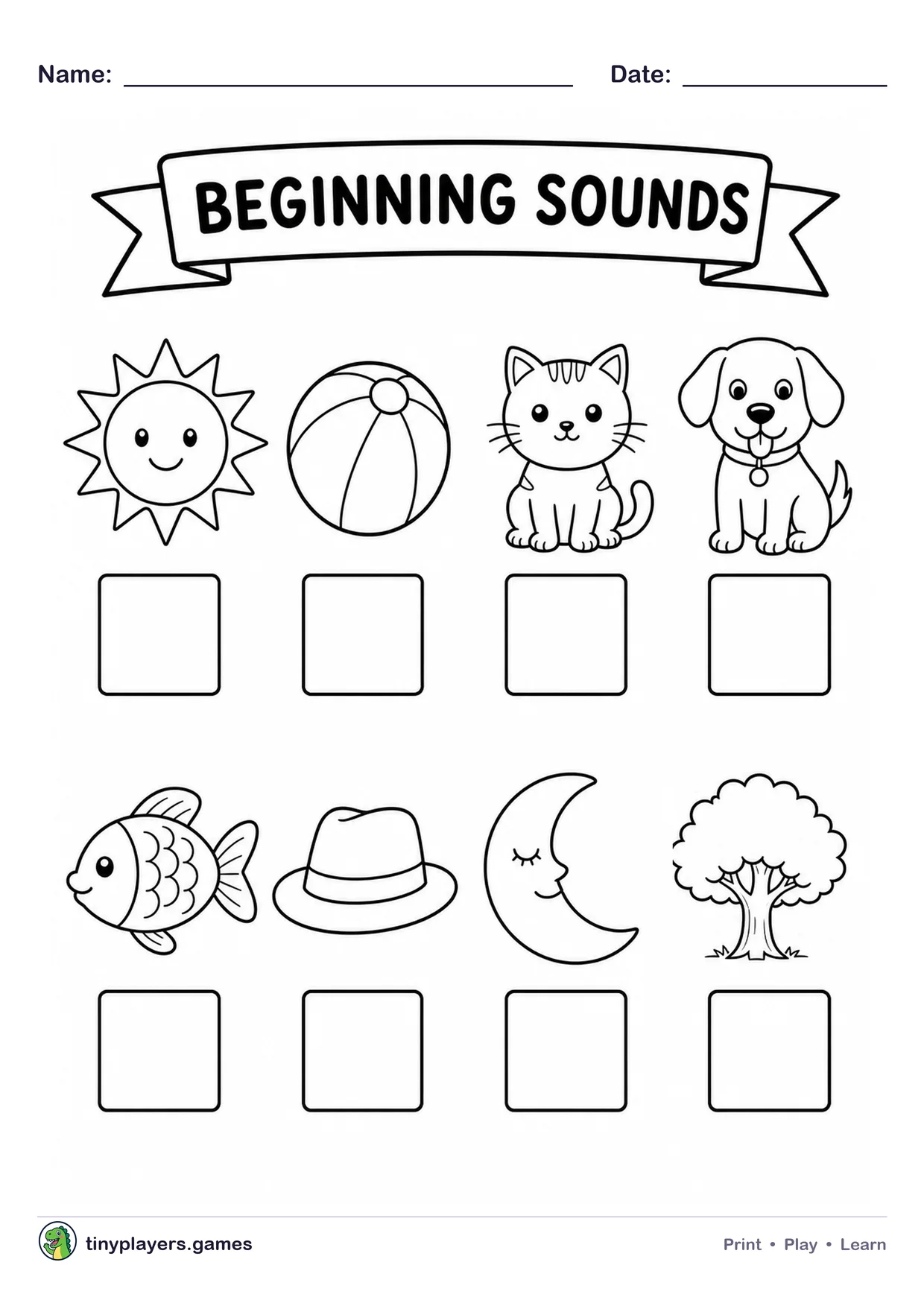 Beginning Sounds printable sheet