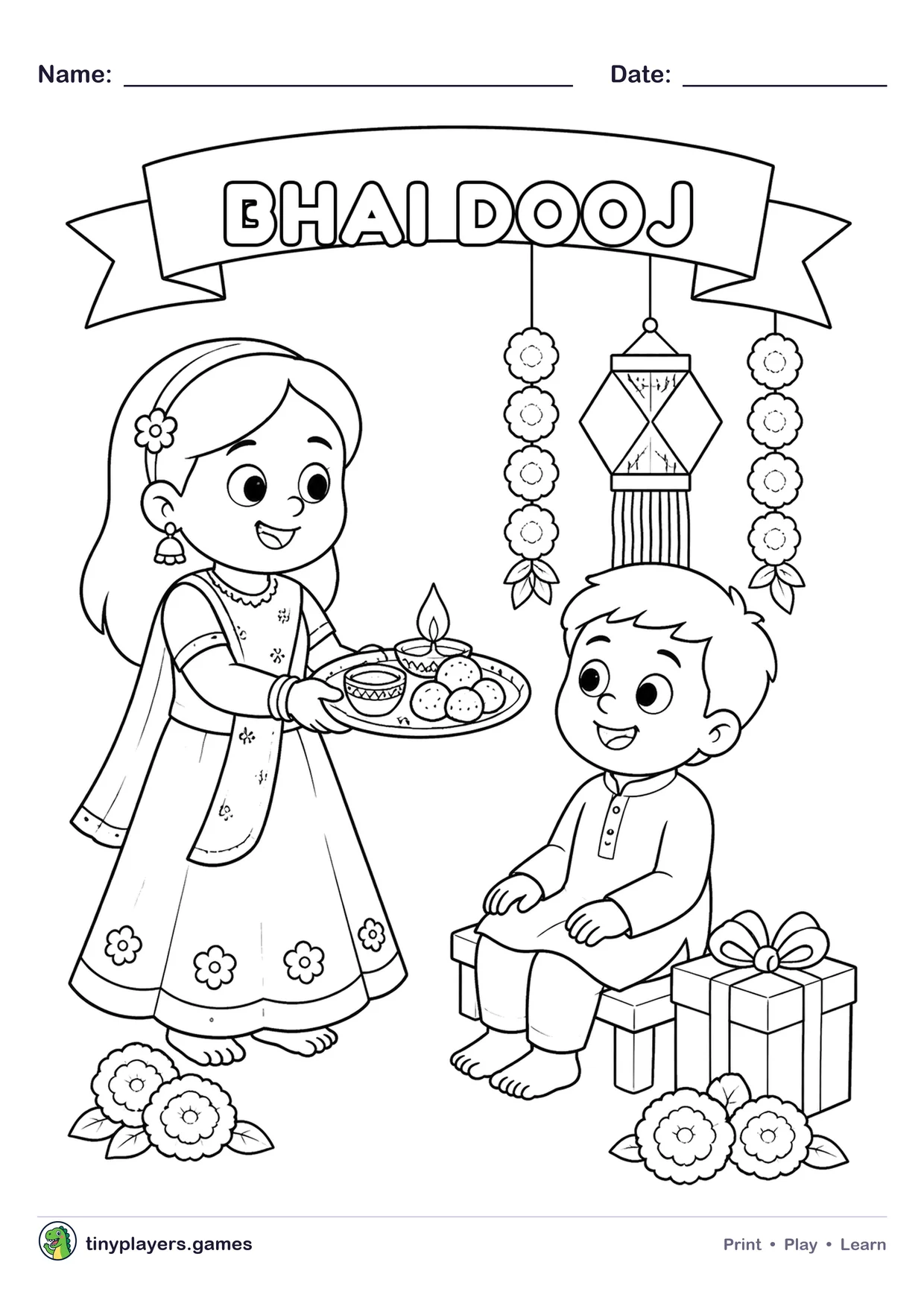 Bhai Dooj printable sheet