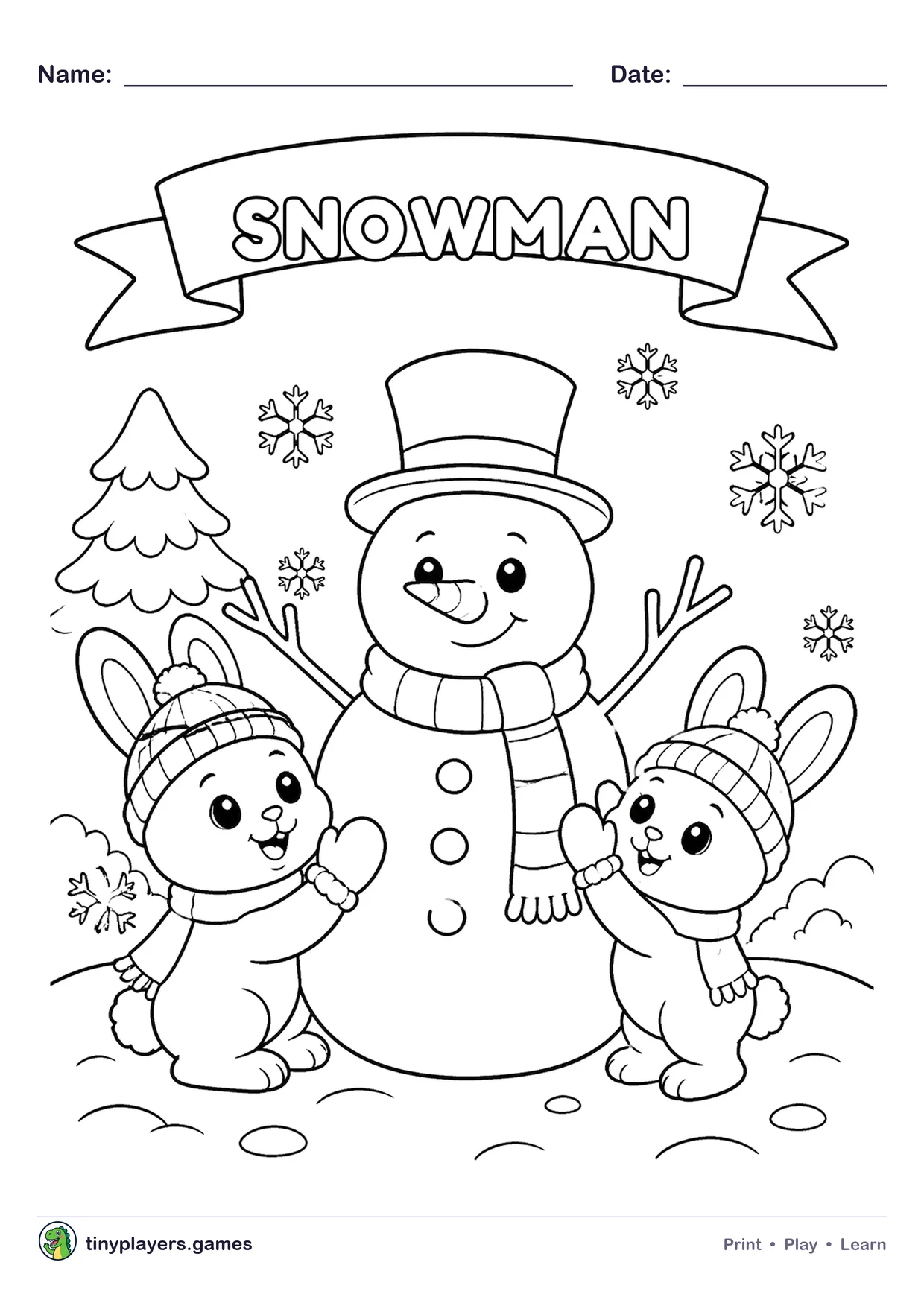 Building a Snowman printable sheet