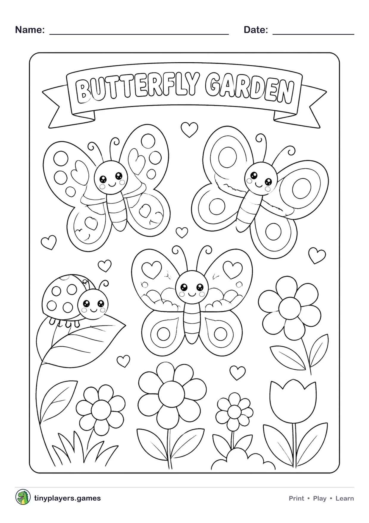 Butterfly Garden printable sheet