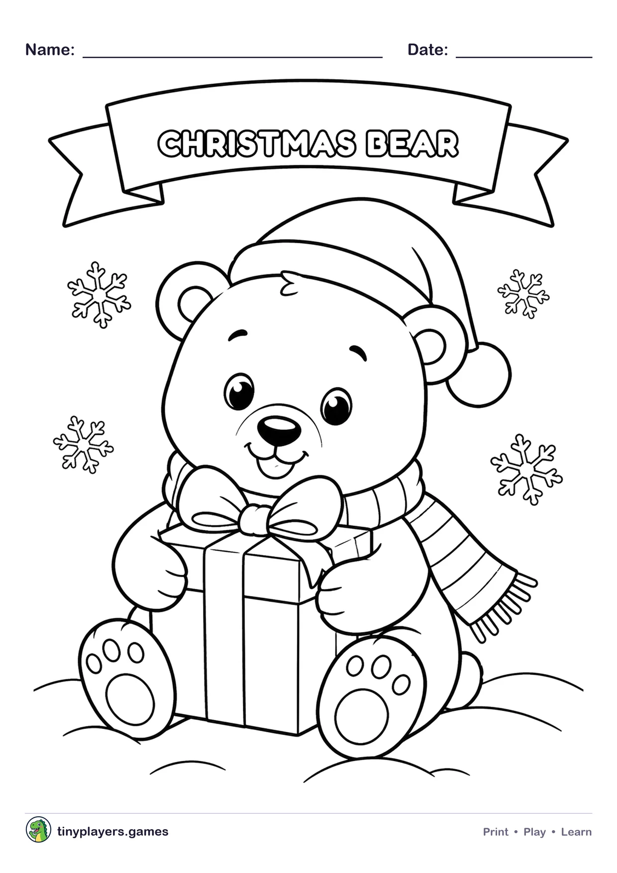 Christmas Bear printable sheet