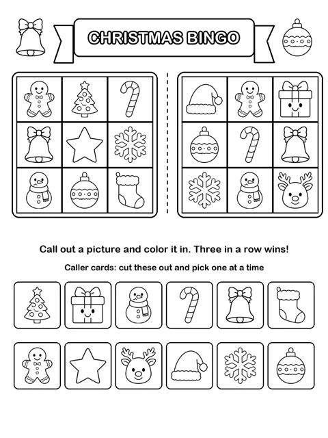 Christmas Bingo printable sheet