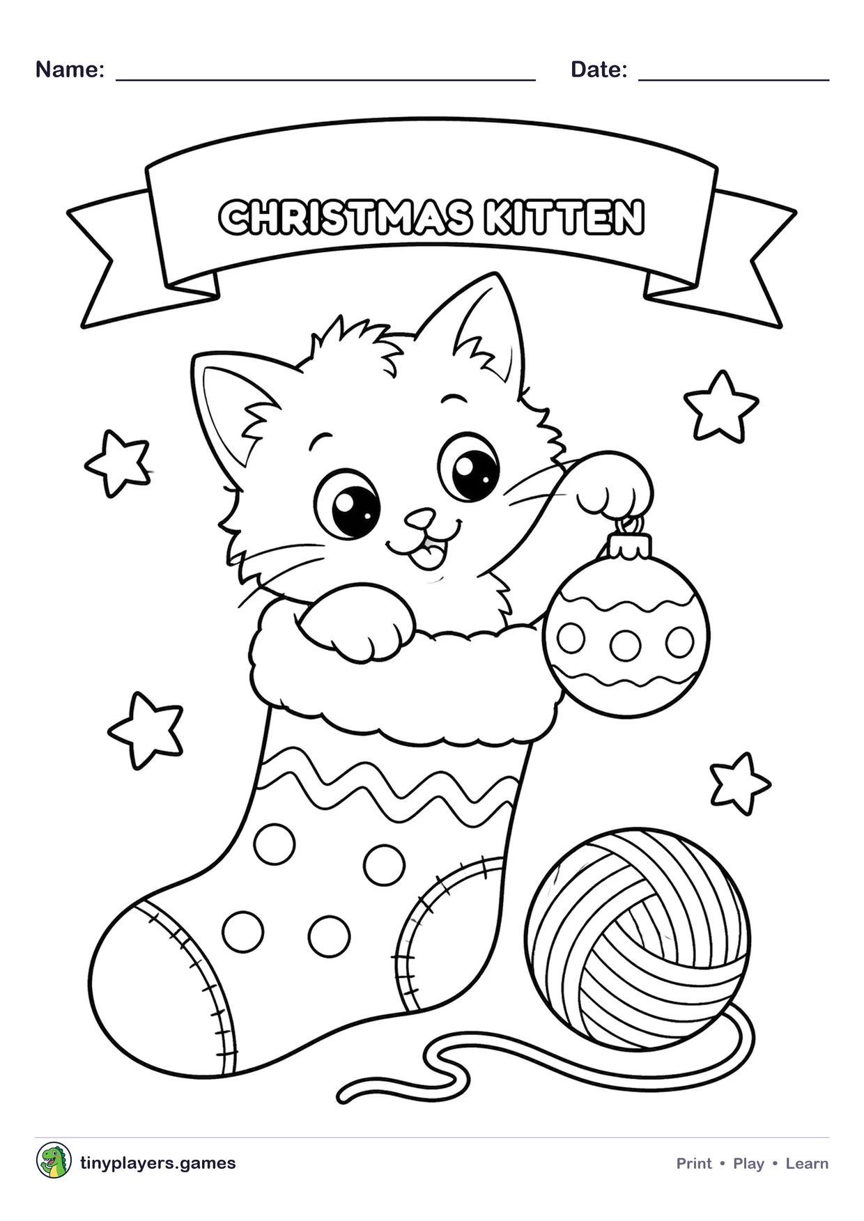 Christmas Kitten printable sheet