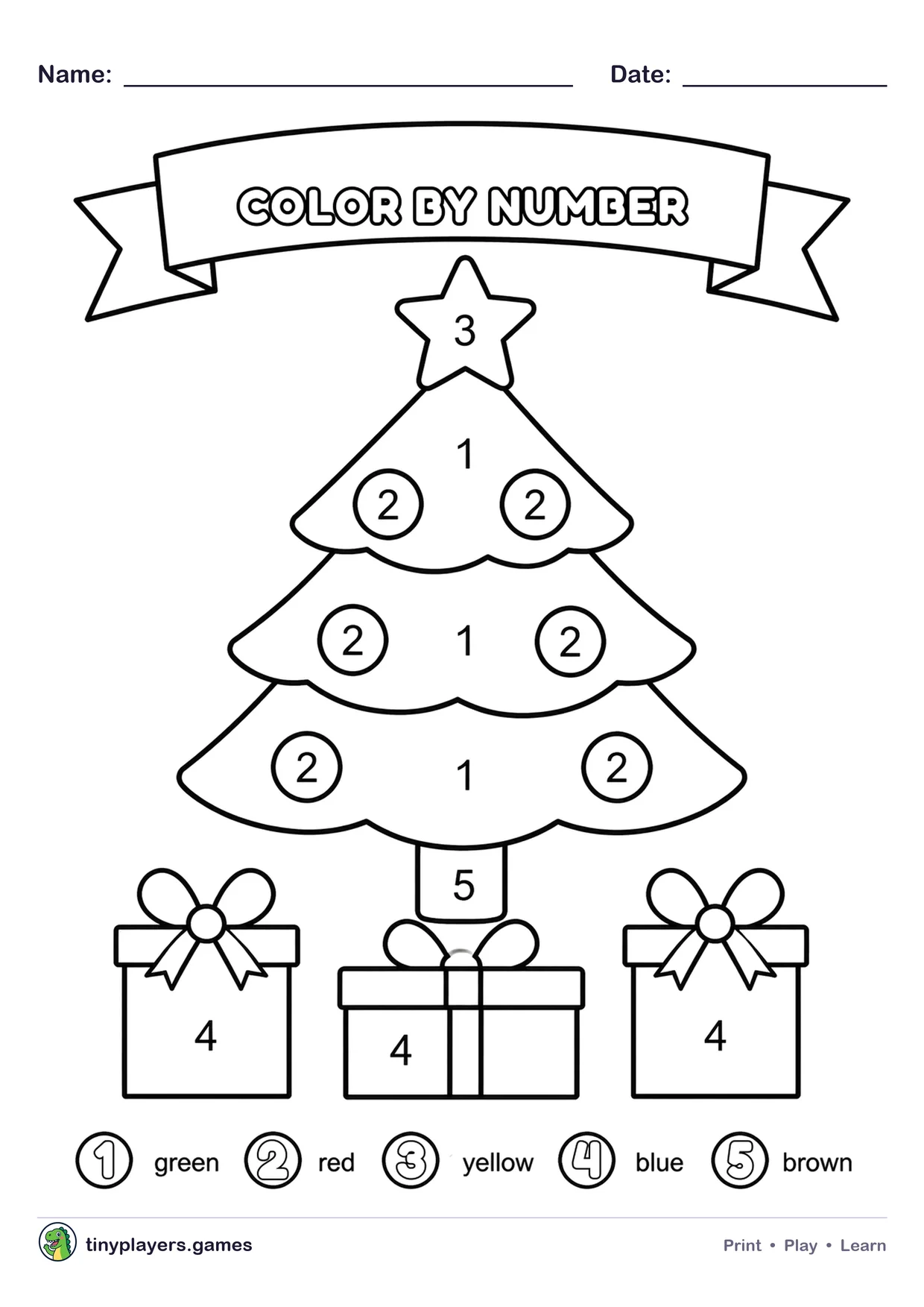 Christmas Color by Number printable sheet