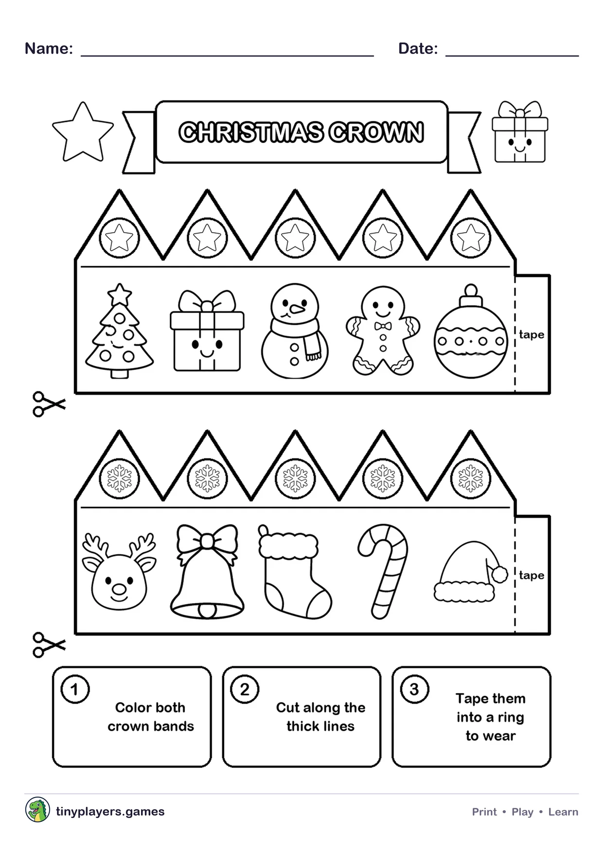 Christmas Crown printable sheet