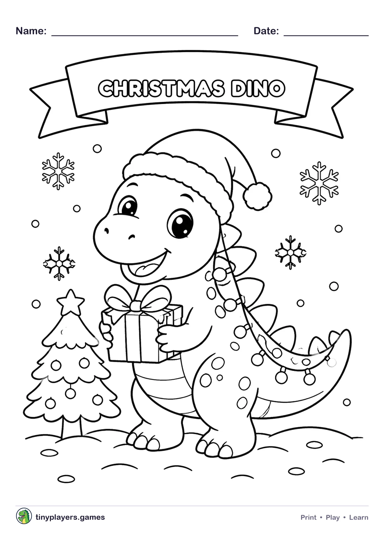 Christmas Dino printable sheet