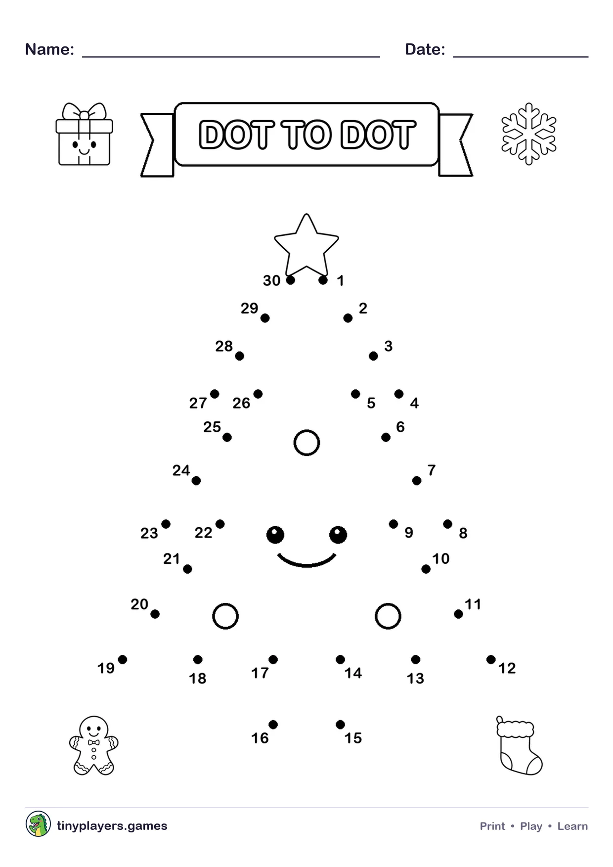 Christmas Dot to Dot printable sheet
