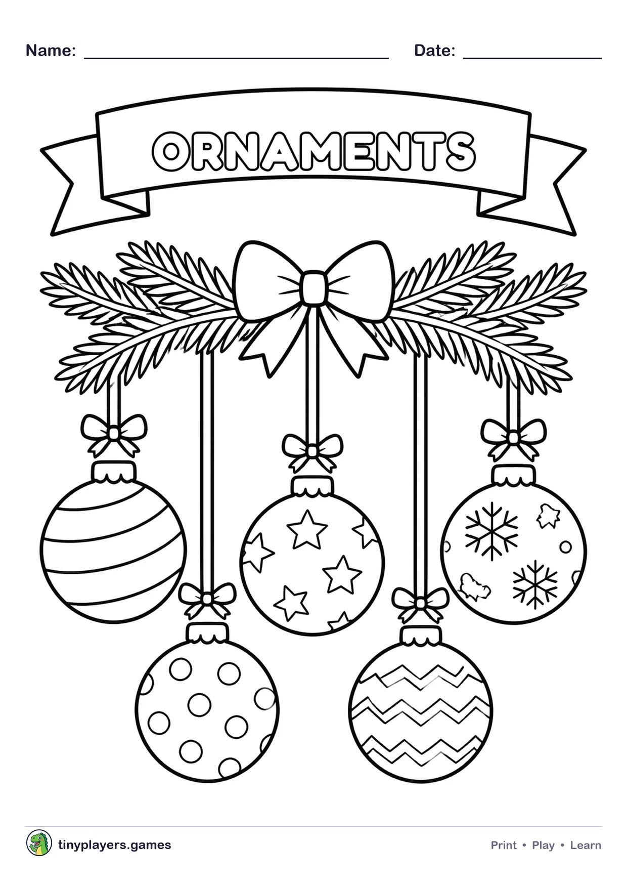 Christmas Ornaments printable sheet