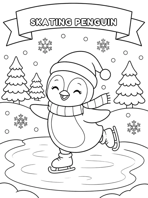 Skating Penguin coloring page