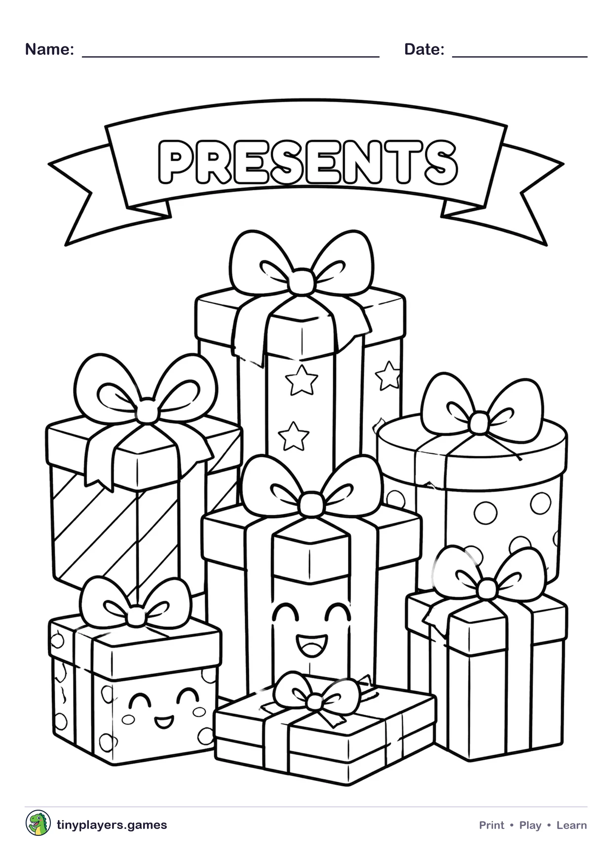 Christmas Presents printable sheet