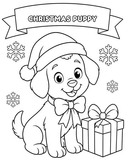 Christmas Puppy coloring page