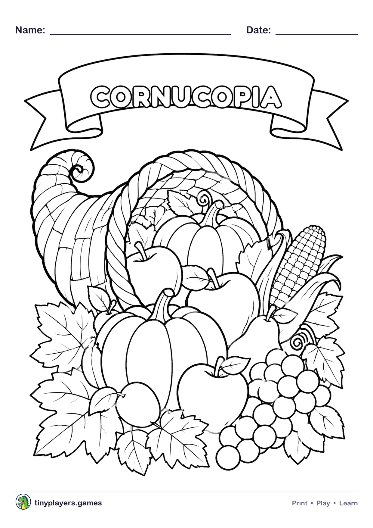 Cornucopia printable sheet