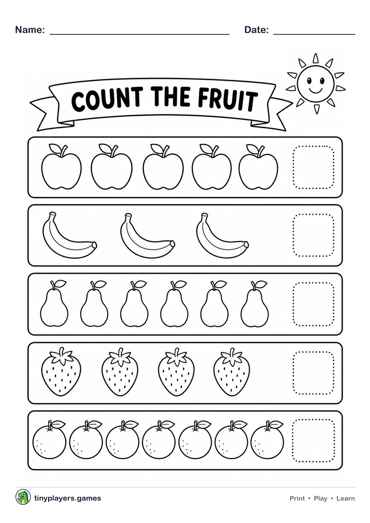 Count the Fruit printable sheet