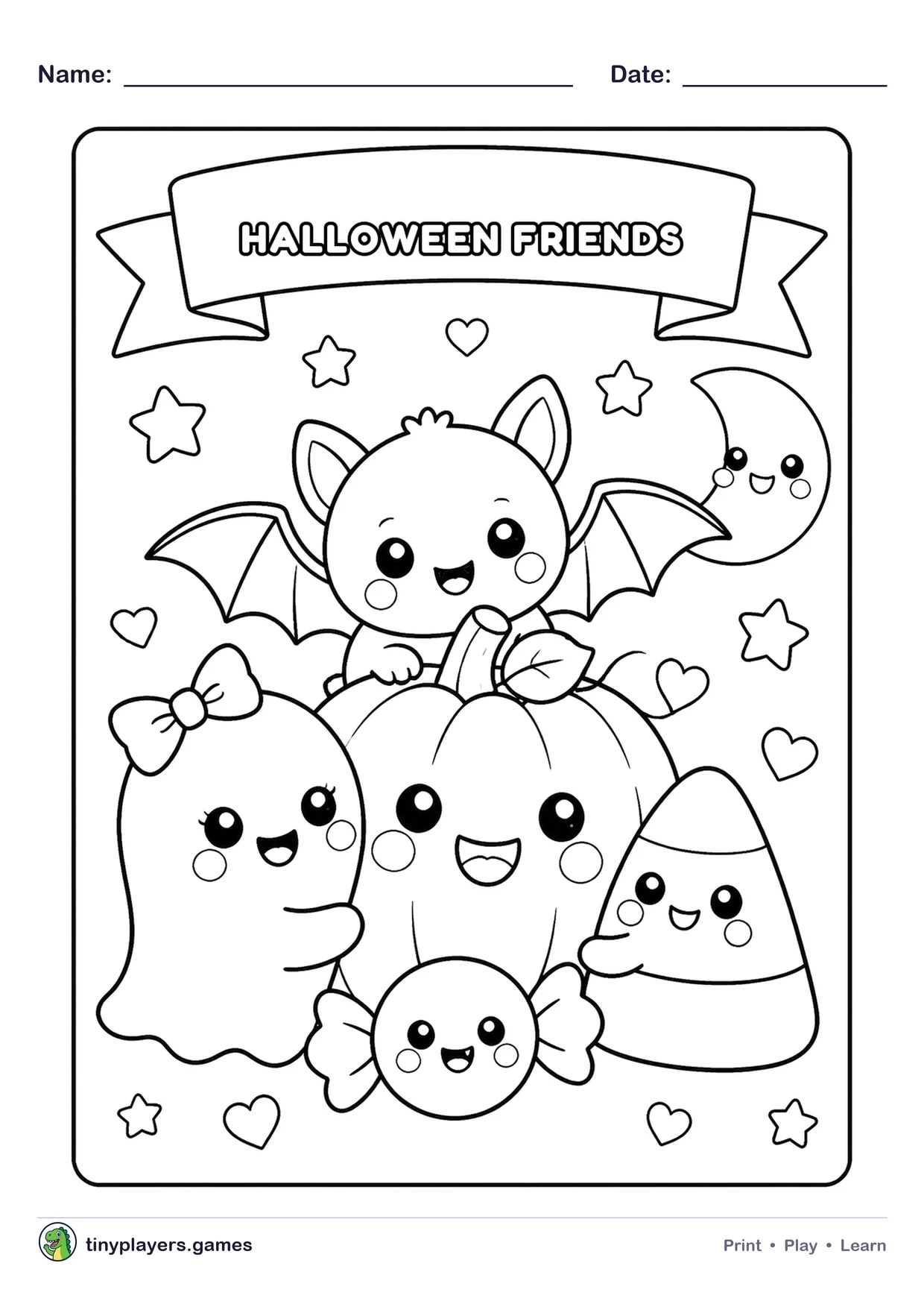 Cute Halloween Friends printable sheet