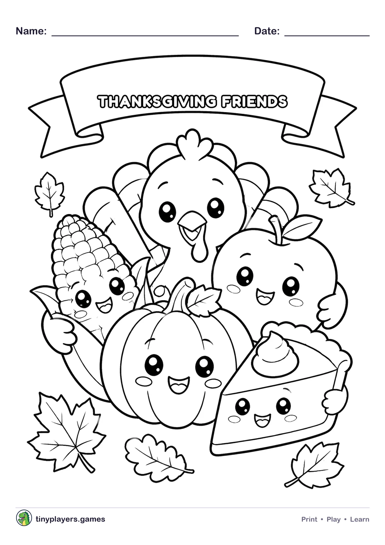 Thanksgiving Friends printable sheet