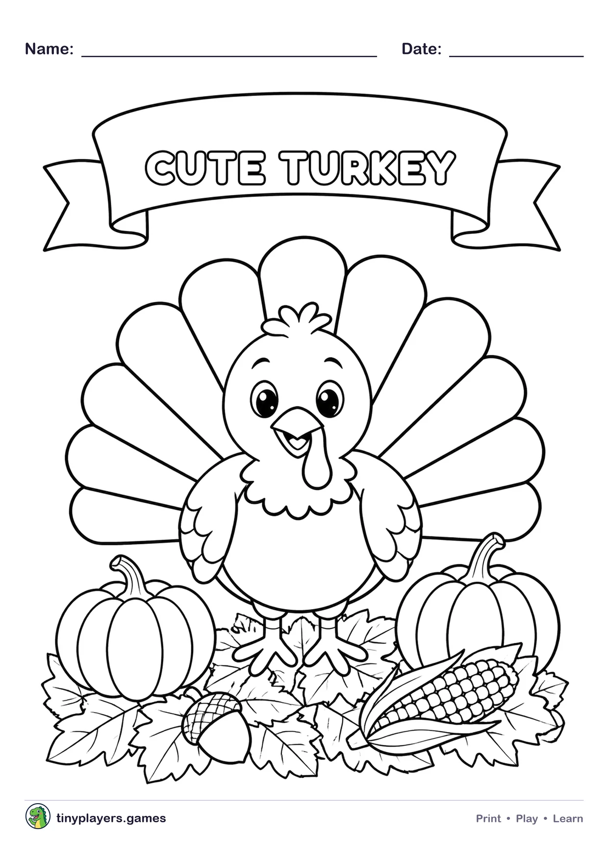 Cute Turkey printable sheet