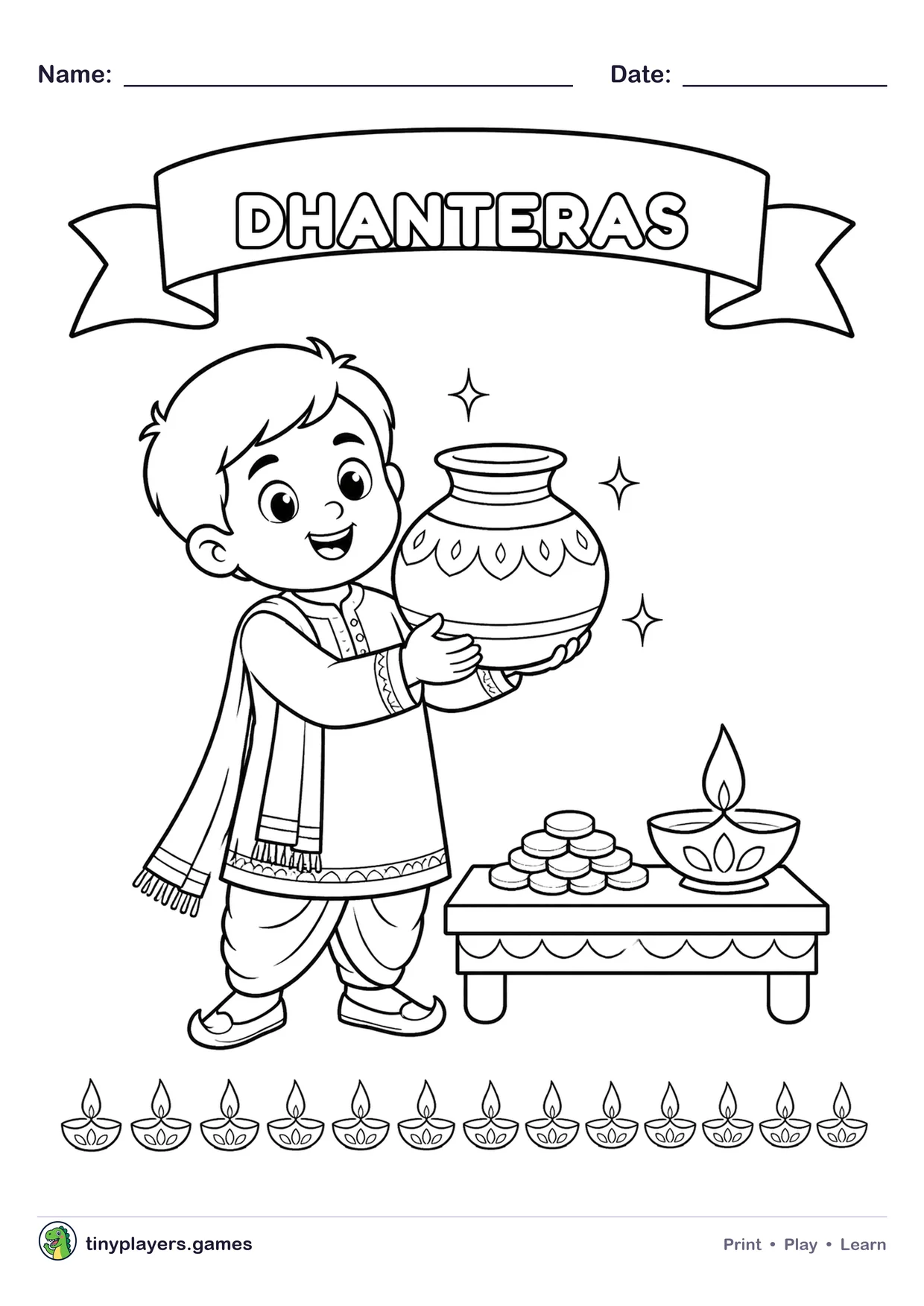 Dhanteras printable sheet