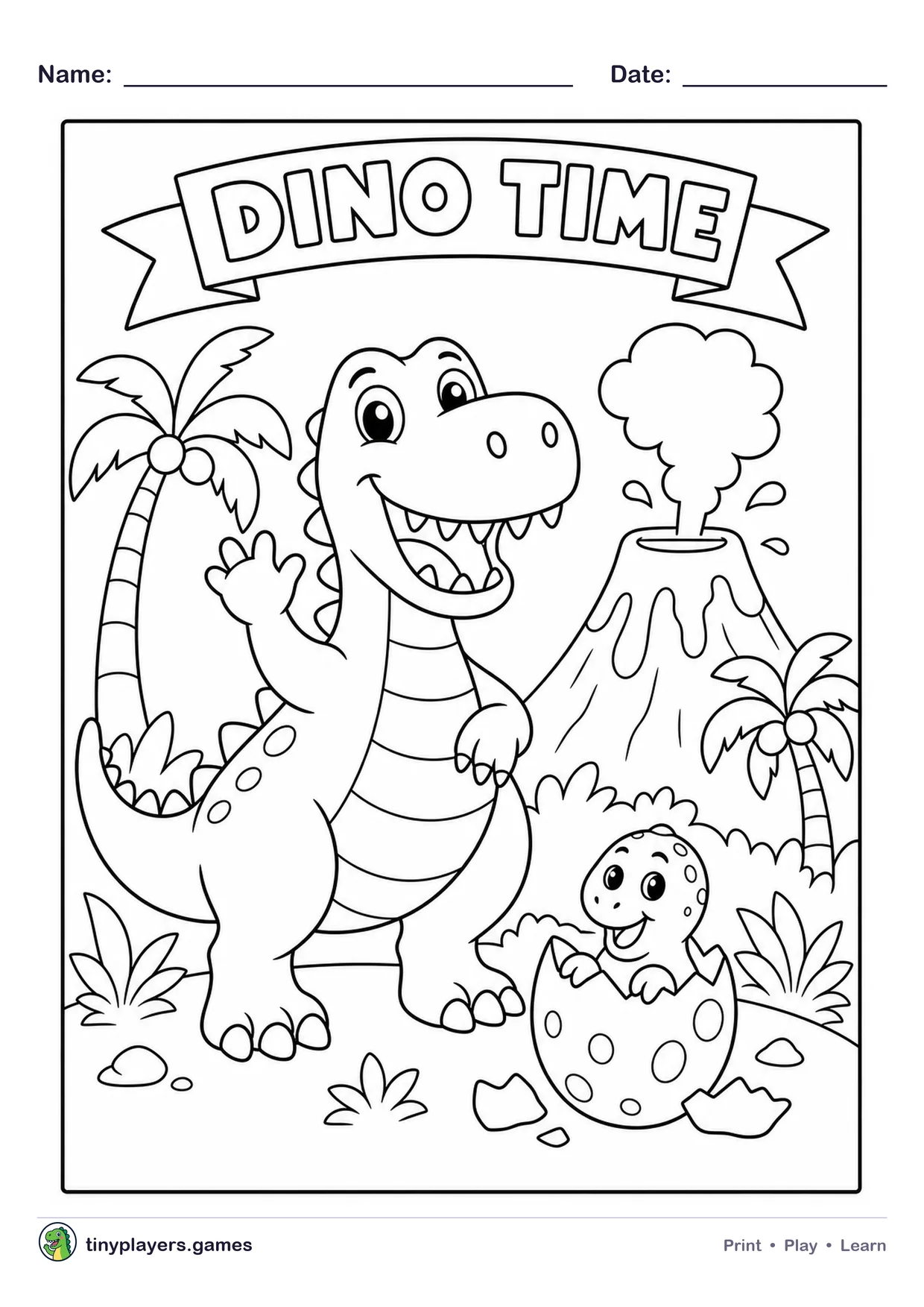 Dino Time printable sheet