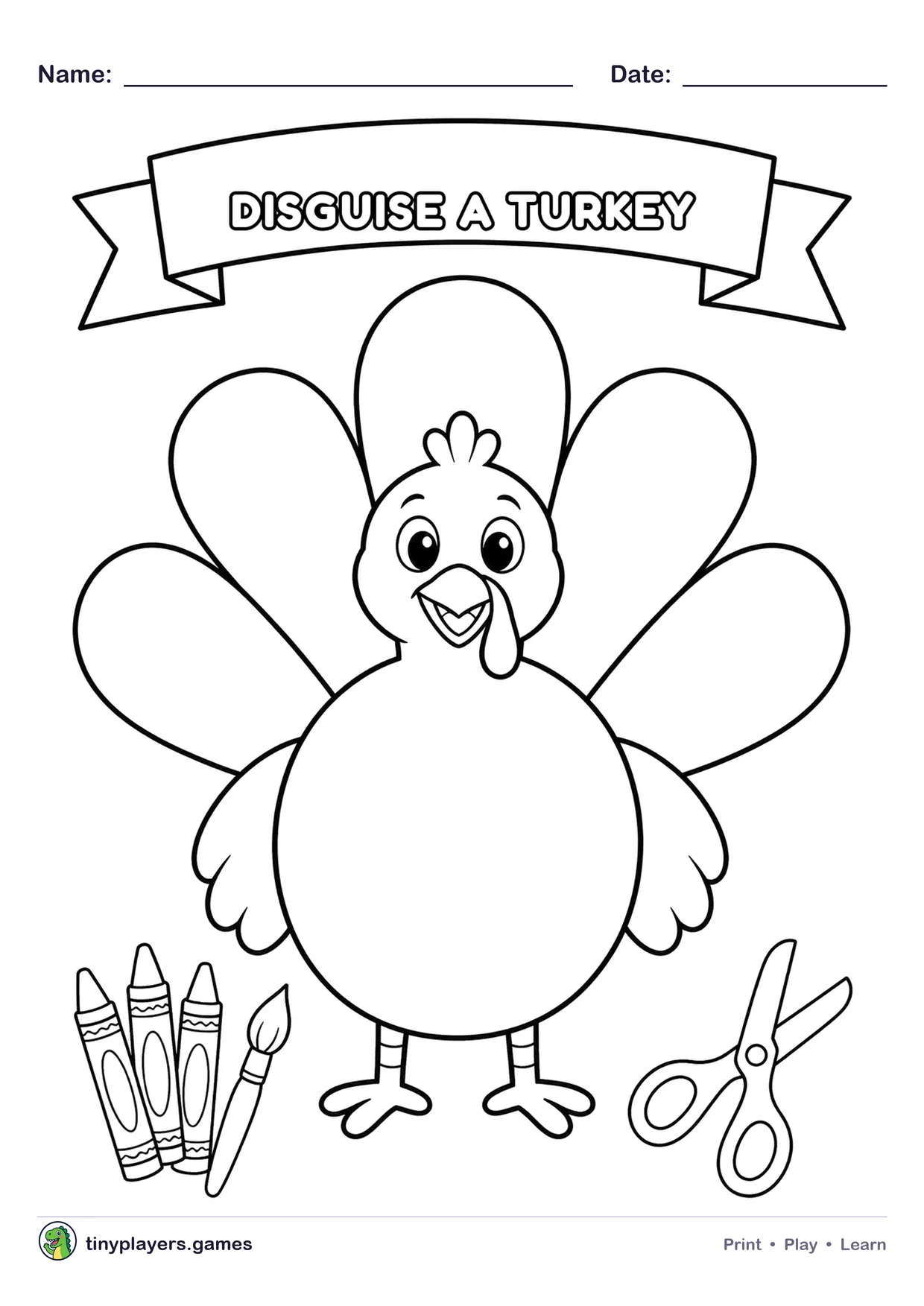 Disguise a Turkey printable sheet