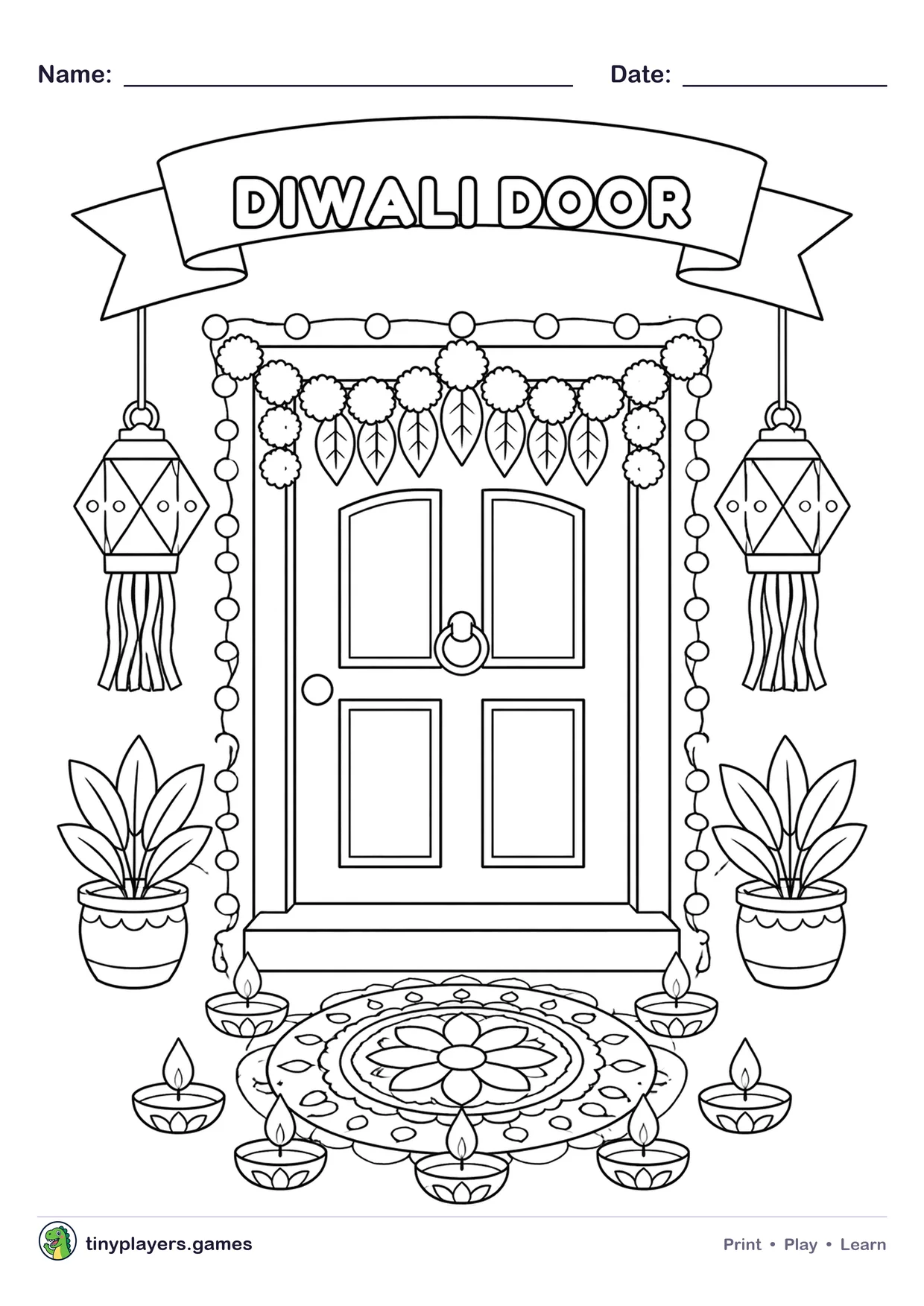Diwali Door printable sheet