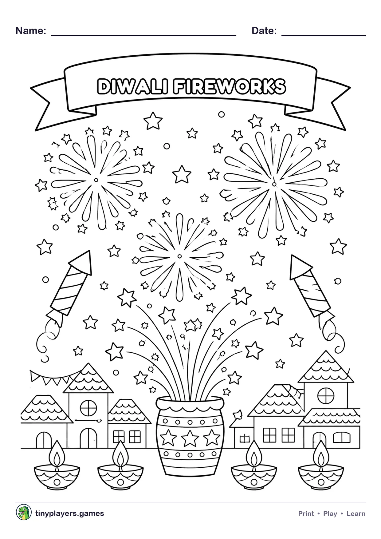Diwali Fireworks printable sheet