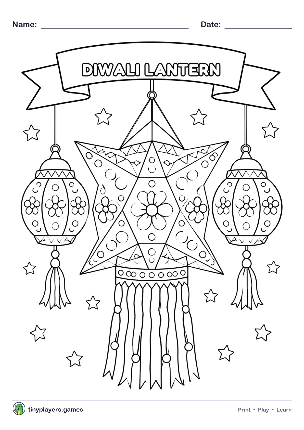 Diwali Lantern printable sheet