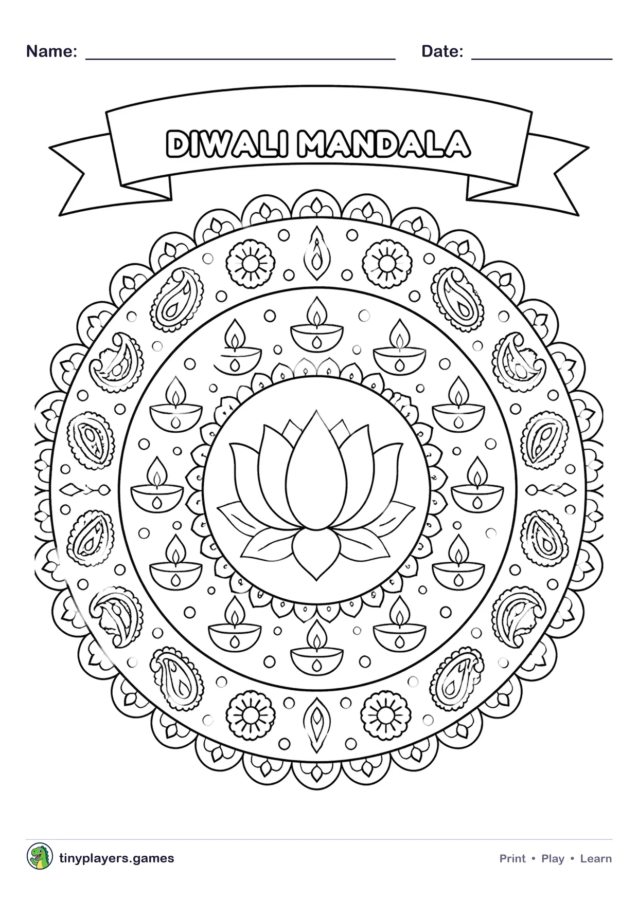 Diwali Mandala printable sheet