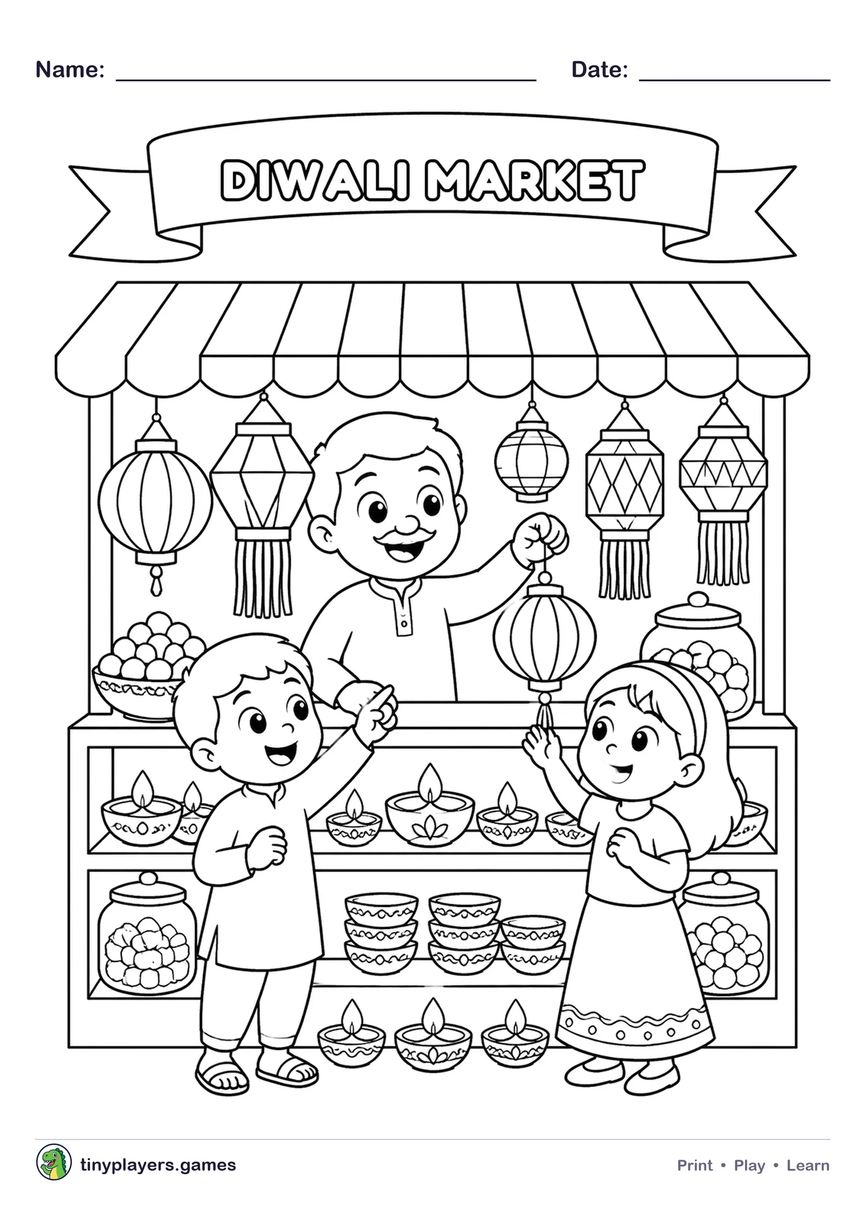 Diwali Market printable sheet