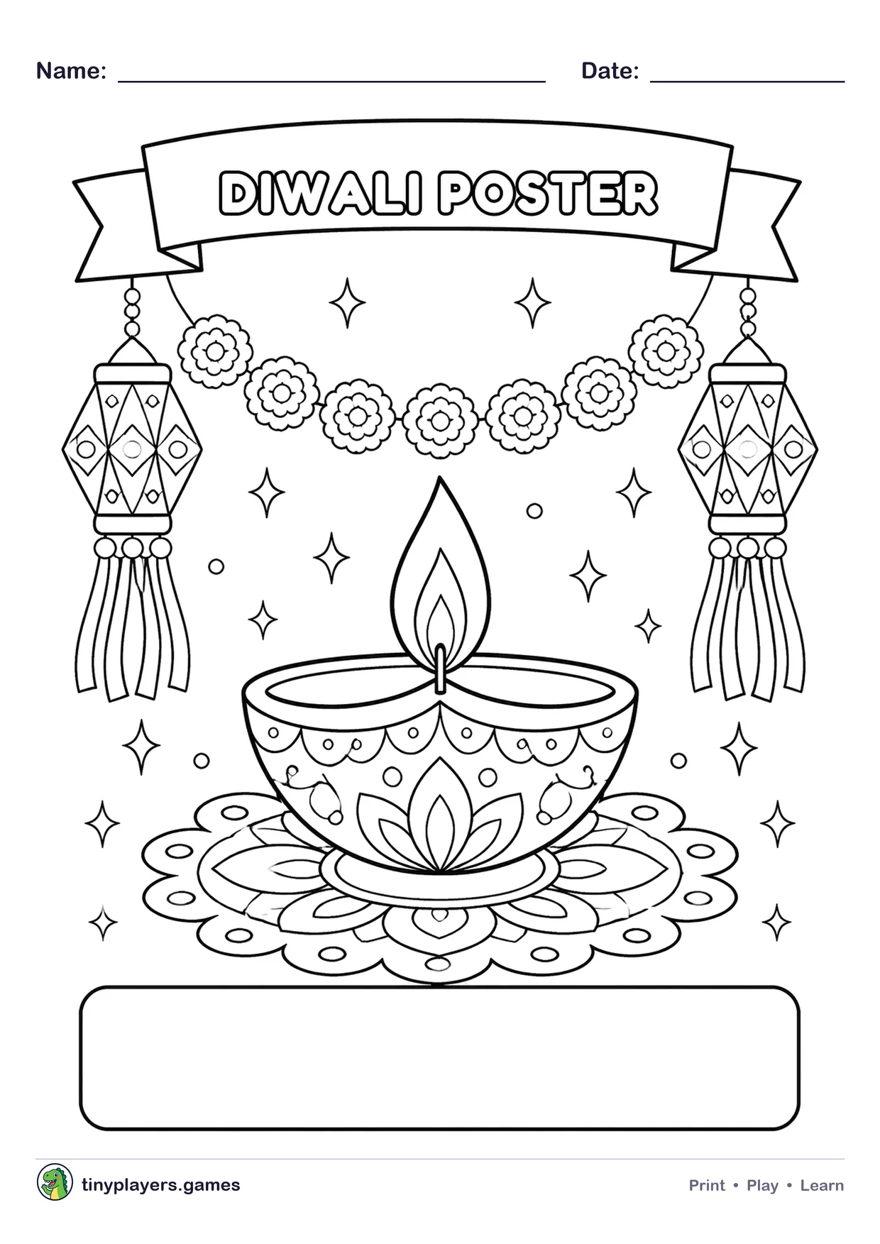 Diwali Poster Drawing printable sheet