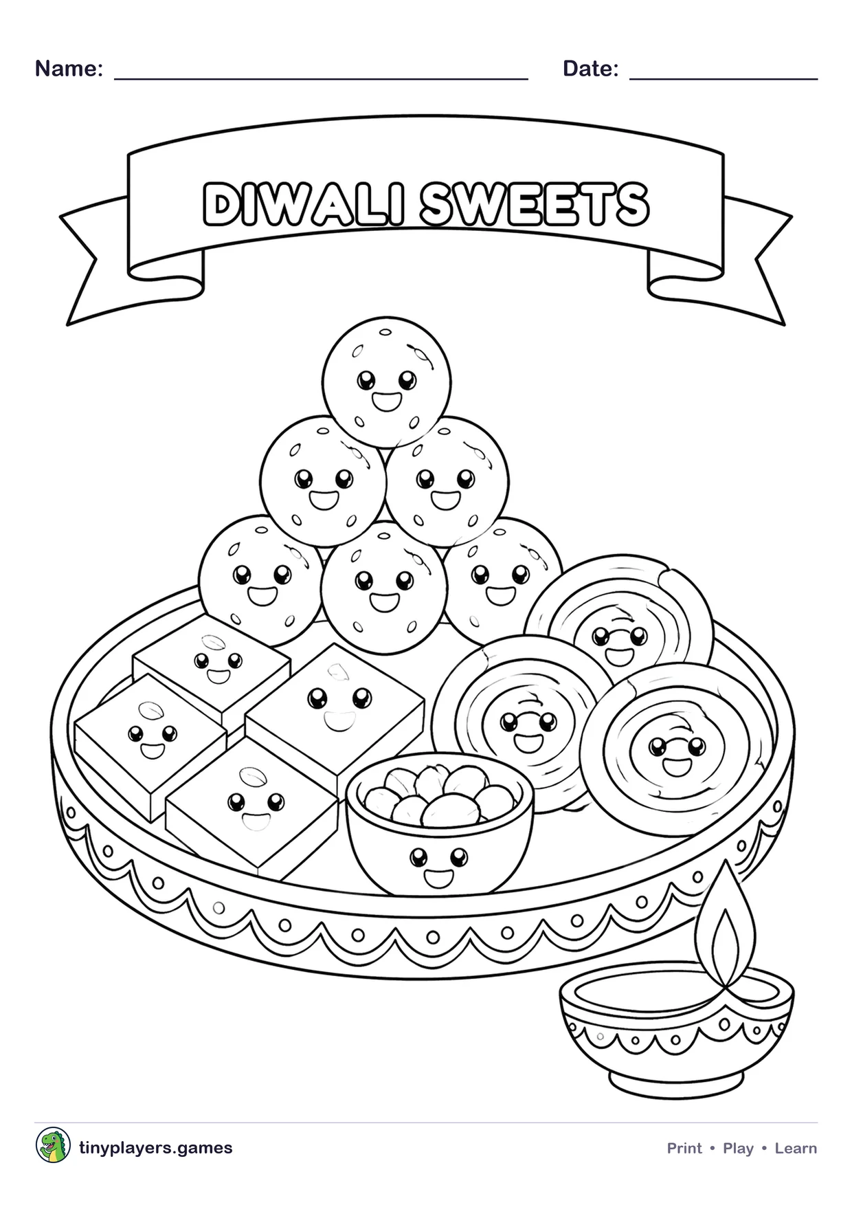 Diwali Sweets printable sheet