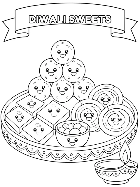 Diwali Sweets coloring page