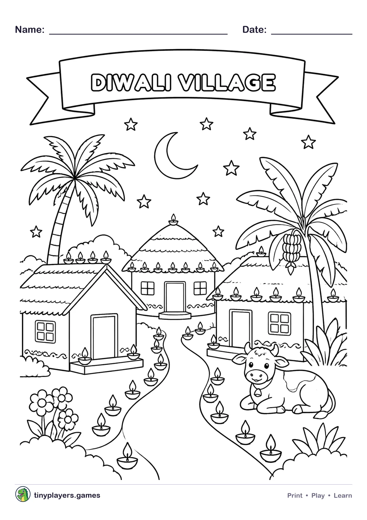 Diwali Village printable sheet