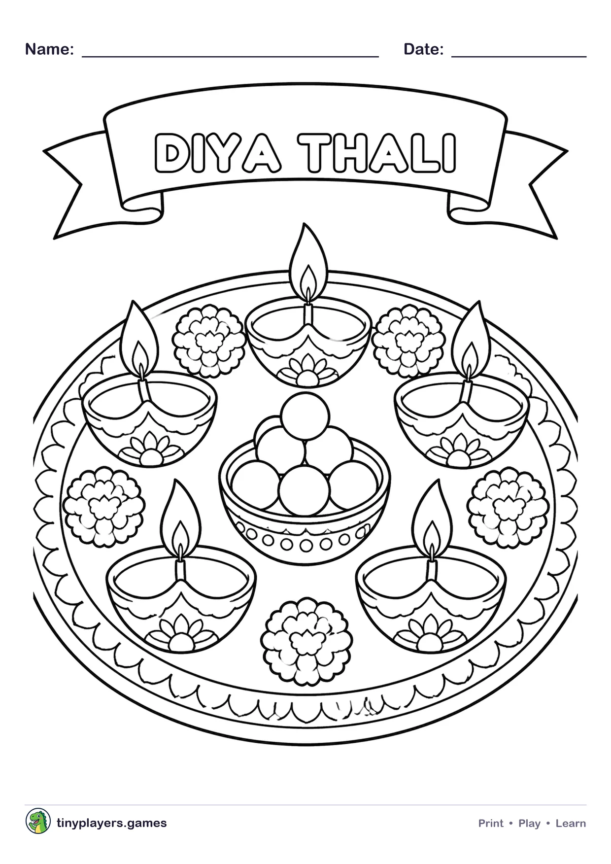 Diya Thali printable sheet