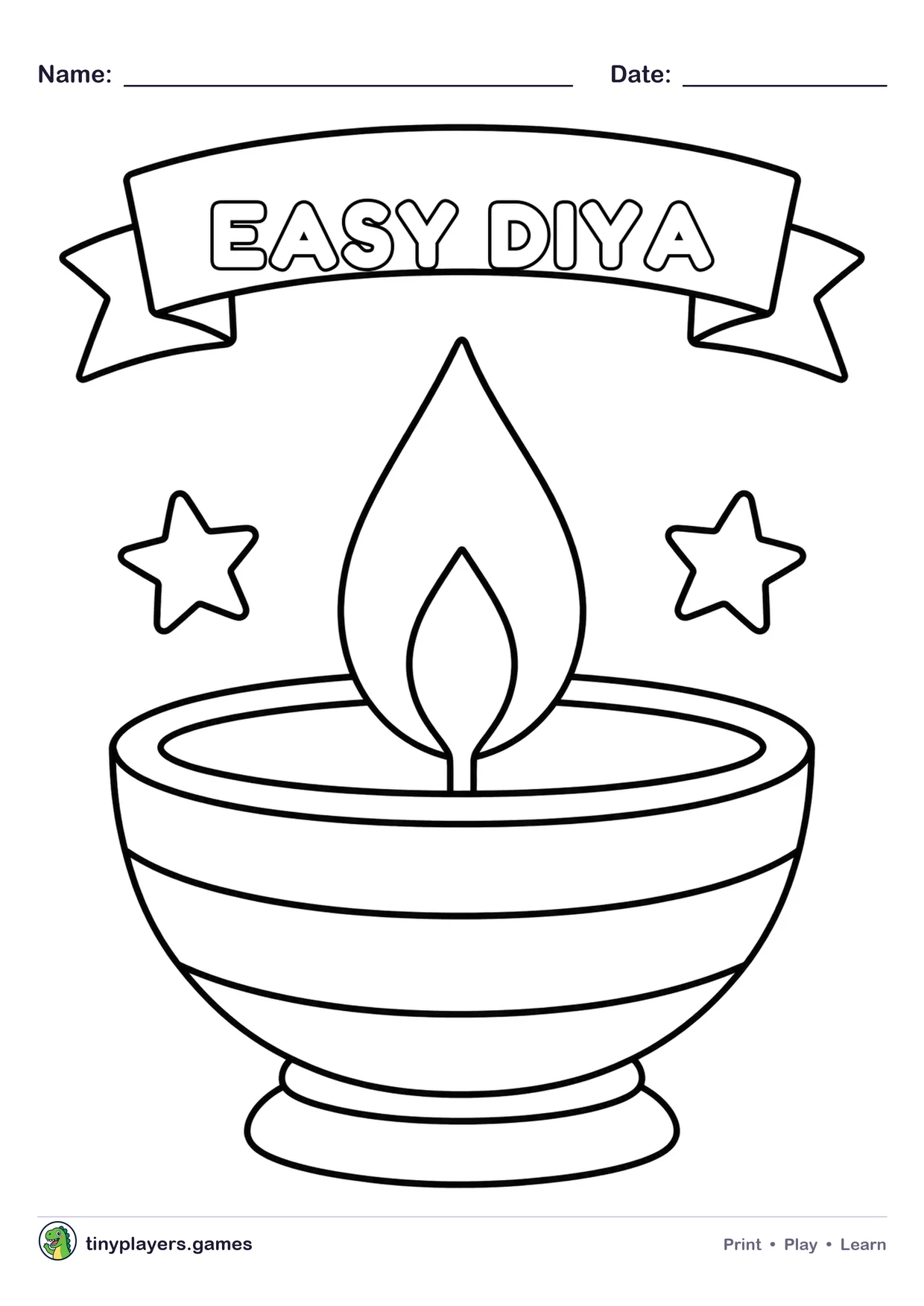 Easy Diya Drawing printable sheet