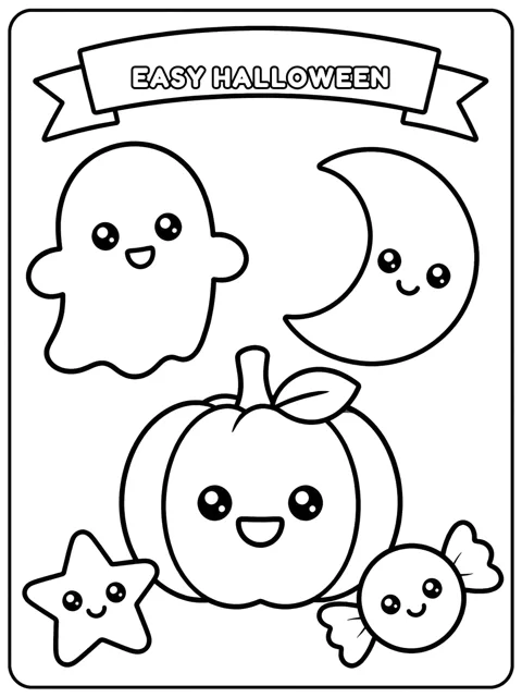 Easy Halloween coloring page