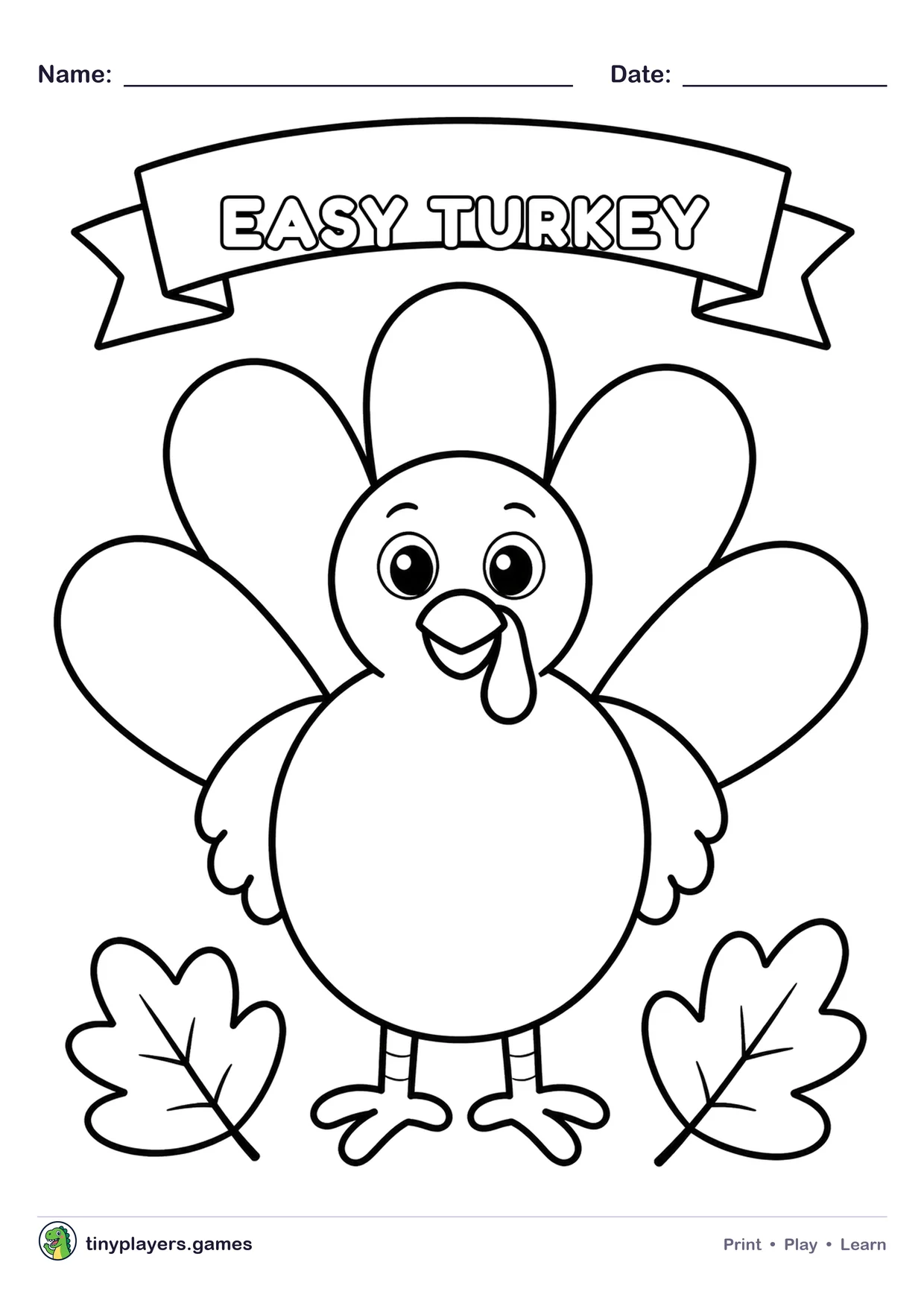 Easy Turkey printable sheet
