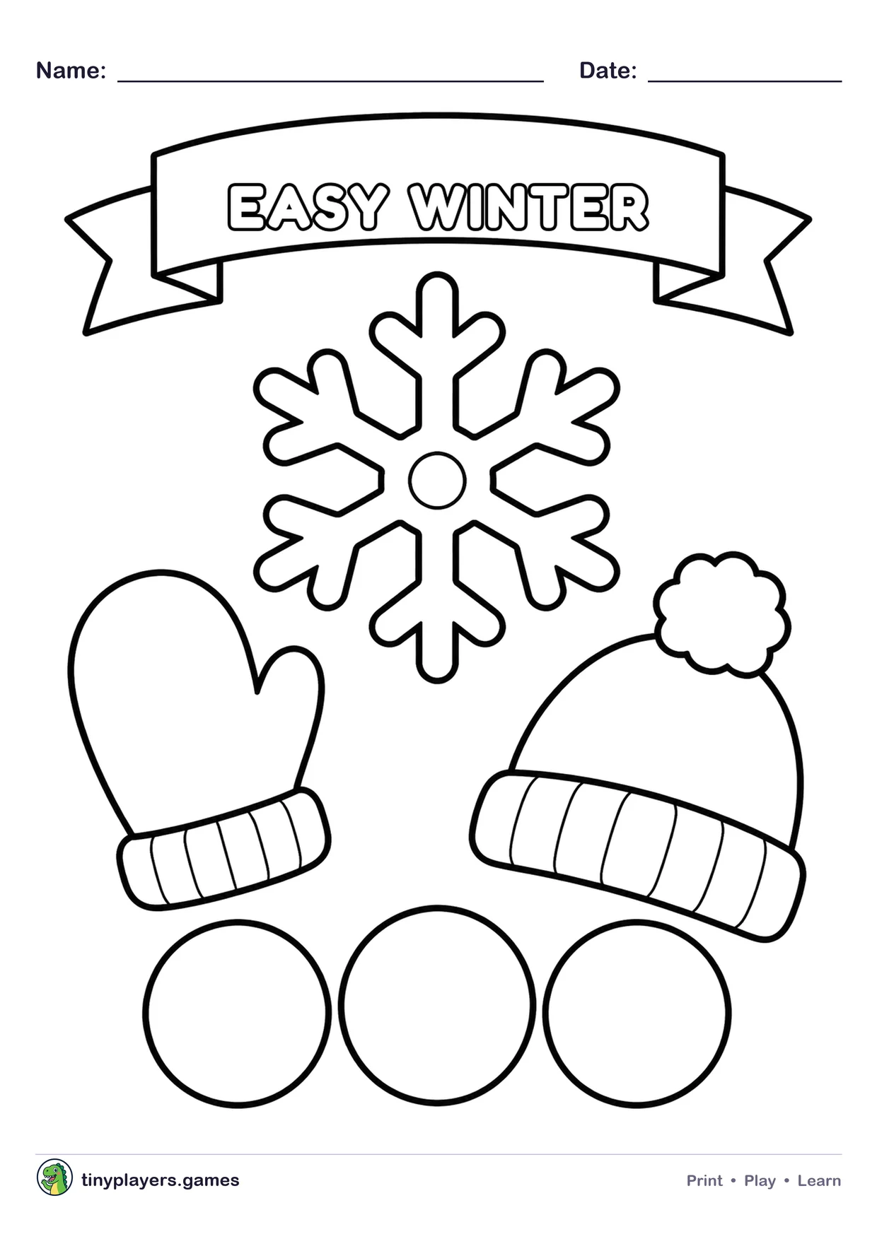 Easy Winter printable sheet
