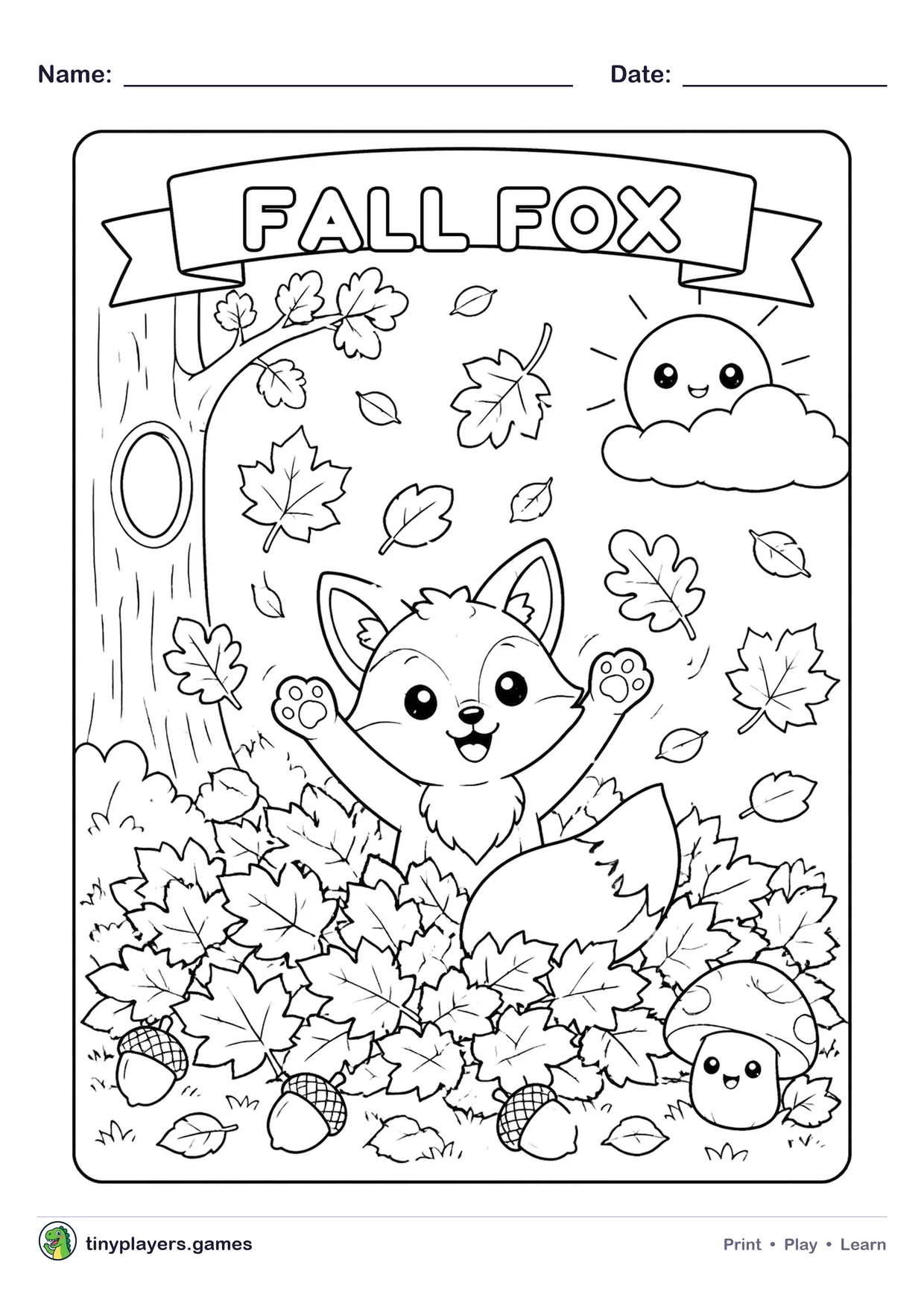 Fall Fox printable sheet
