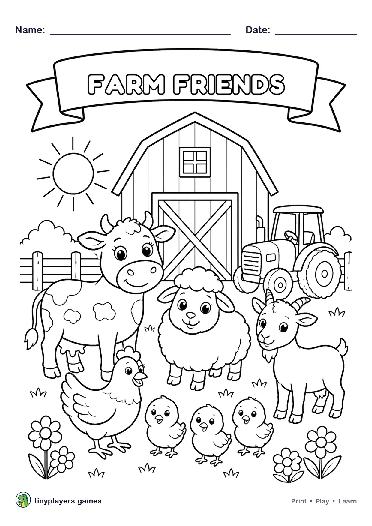 Farm Friends printable sheet