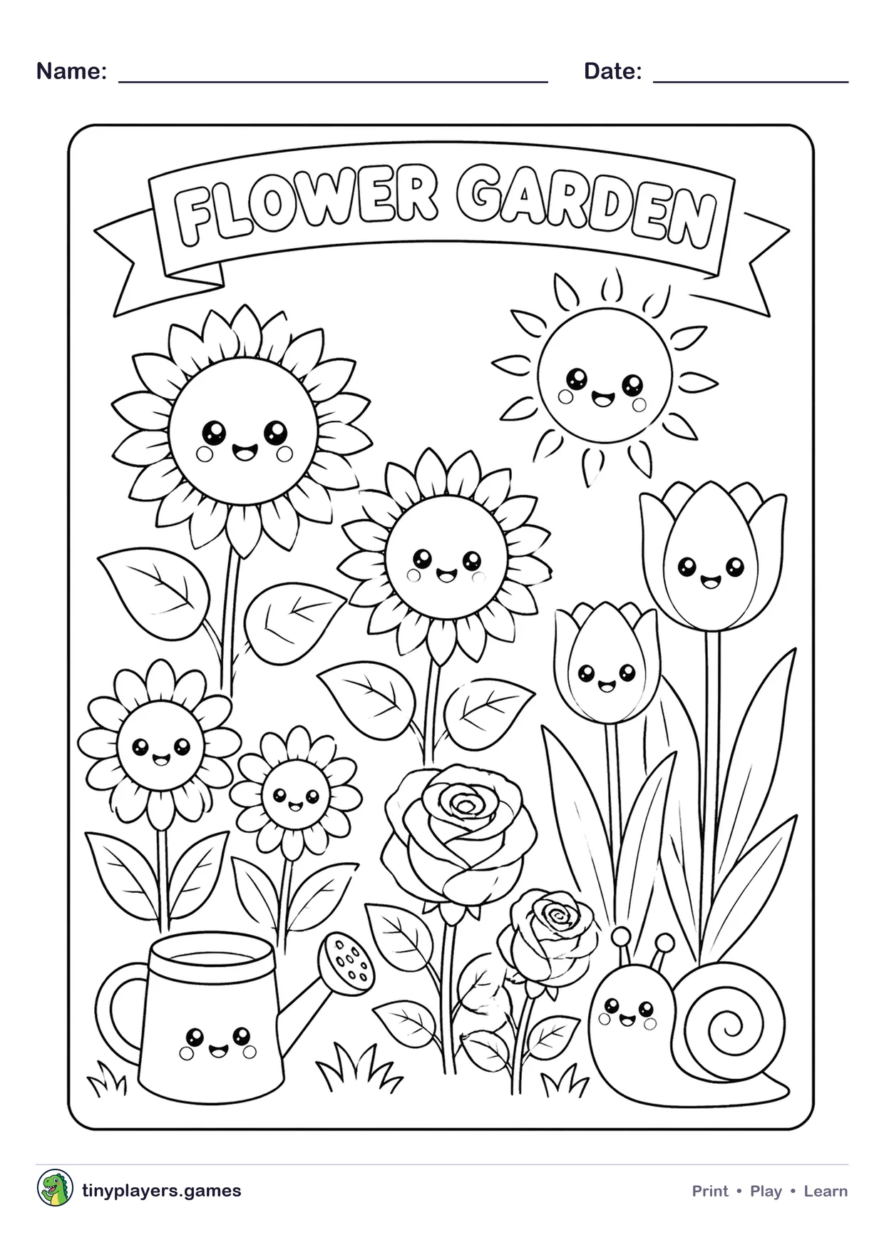 Flower Garden printable sheet
