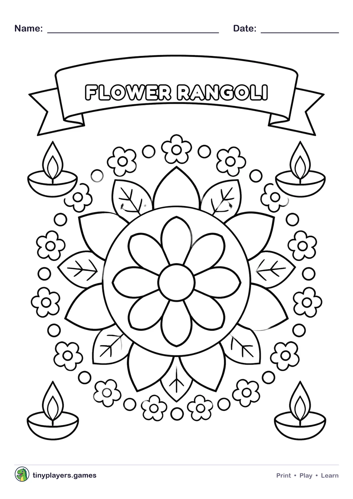 Flower Rangoli printable sheet