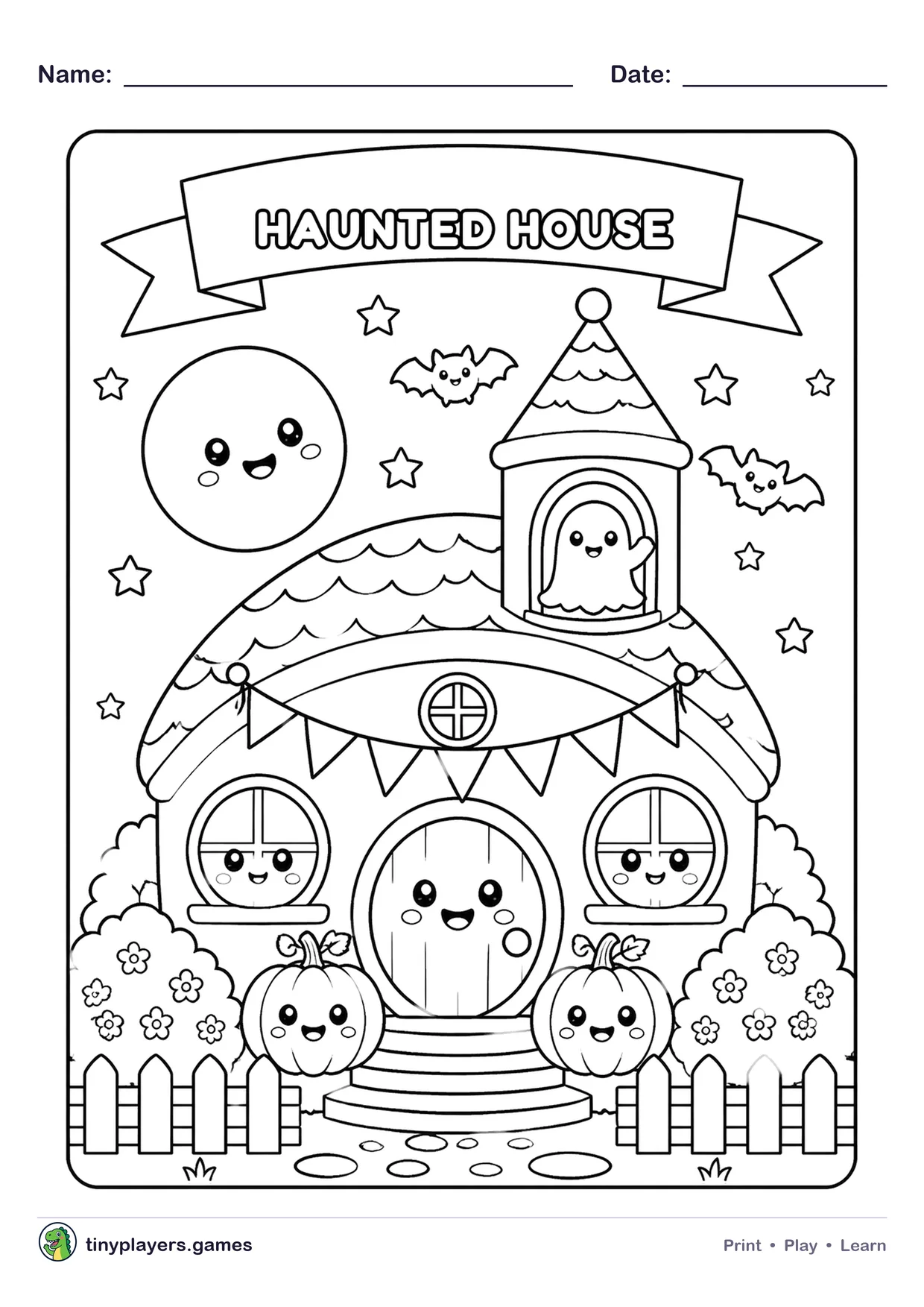 Friendly Haunted House printable sheet