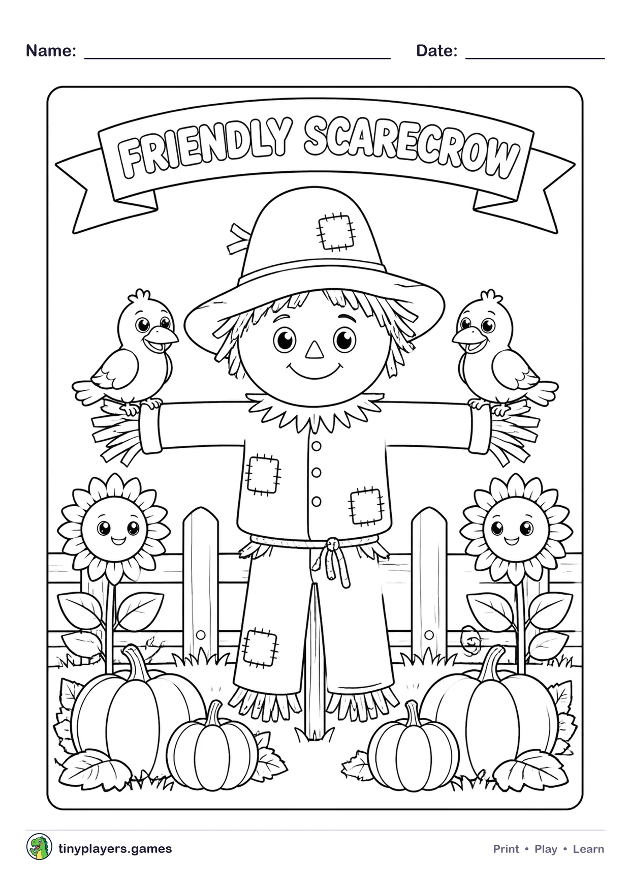 Friendly Scarecrow printable sheet
