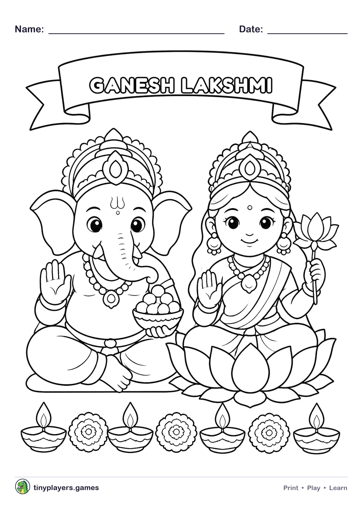 Ganesh and Lakshmi printable sheet